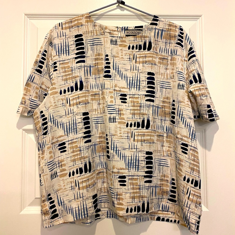 Vintage Notations Short Sleeve Blouse